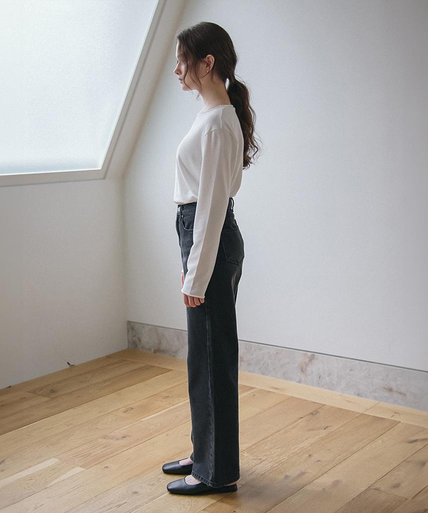 VEM.VER Semi-Wide Denim Pants_Black