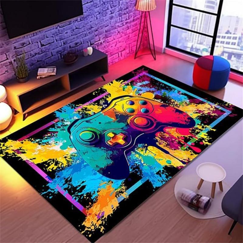 Video Game Controller Printing Flannel Rug Soft Esports Room Carpet Floor Mat Sofa Bedroom Home Easy Clean Decor Very Beautiful