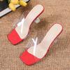 Crystal Clear Transparent Slippers Female Shoes Middle Heels Comfortable New Summer Women Shoes Woman Fashion Cool Mules Slides