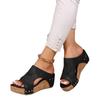 Women's Plus Size Roman Peep Toe Platform Sandals, Hook-and-Loop Chunky Heel Casual Slides