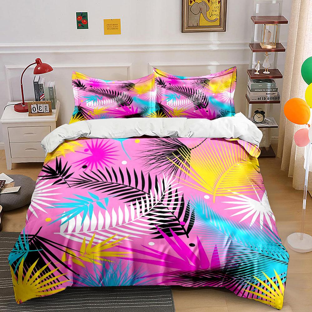 Tropical Pattern Three-Piece Set Exquisite Three-Piece Bedding Set Gift For Kids And Adults