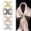 Scarf Rings for Women X Shaped Scarf Buckle Rhinestone Shawl Slide Pin Clip