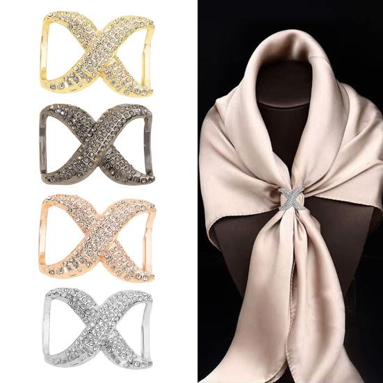 Scarf Rings for Women X Shaped Scarf Buckle Rhinestone Shawl Slide Pin Clip