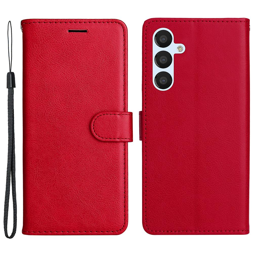 For Samsung Galaxy S23 FE Case Solid Color Leather Mobile Cover Wallet Stand with Strap