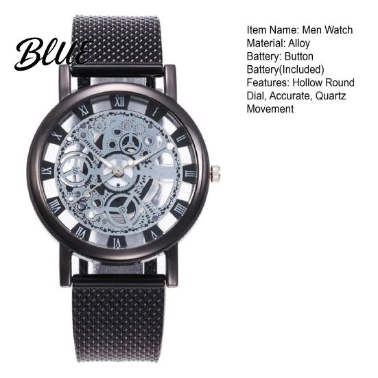 Precise Quartz Watch Men Hollow Round Dial Vintage Casual Formal