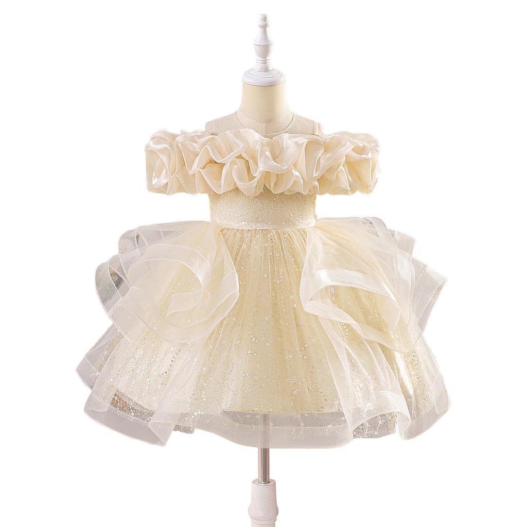 Nuovo Abito da Principessa Formale per Bambine - Abito da Sera con Gonna in Tulle Gonfia