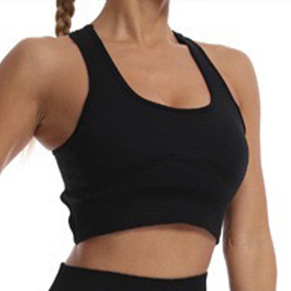 Women's Cross-Back Seamless Push-Up Sports Bra with Pads