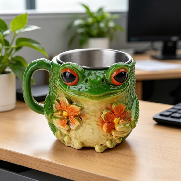 Harz Trinkbecher mit lustigen Fröschen 11oz Große Kapazität Kaffeetasse für stabiles Aufstellen Perfekt für Charme und Hydration