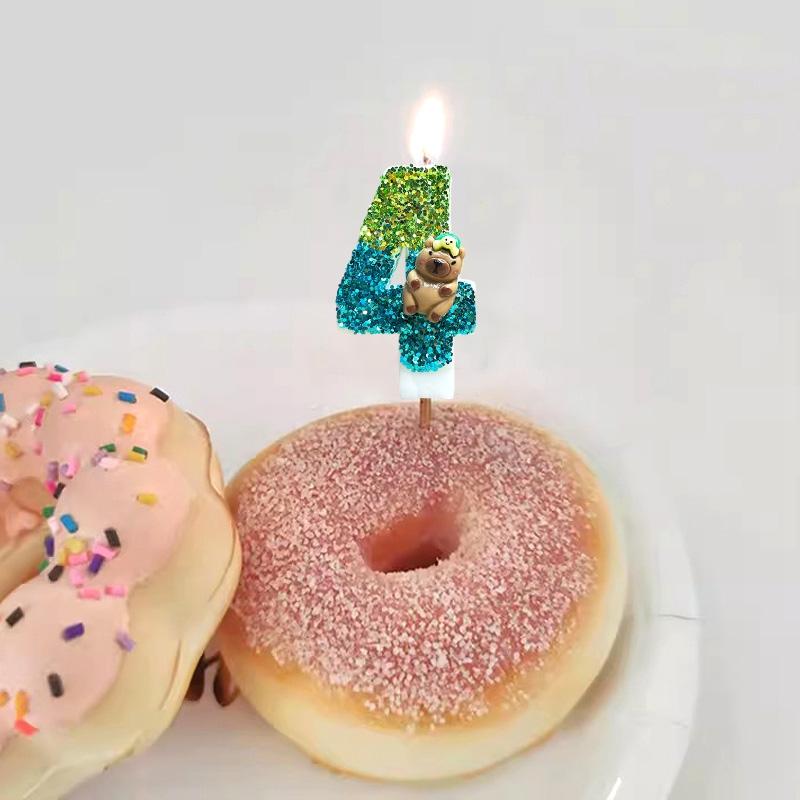 0-9 Number Capybara Candle Cute Cake Topper Birthday Digital Candle For Children Kid Birthday Party Baby Shower Decor Cartoon