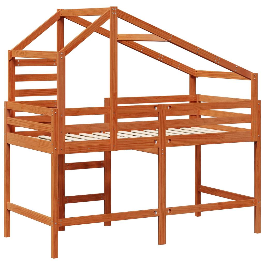 Loft Bed Frame Wax Brown 90 X 190 Cm Solid Pine Wood