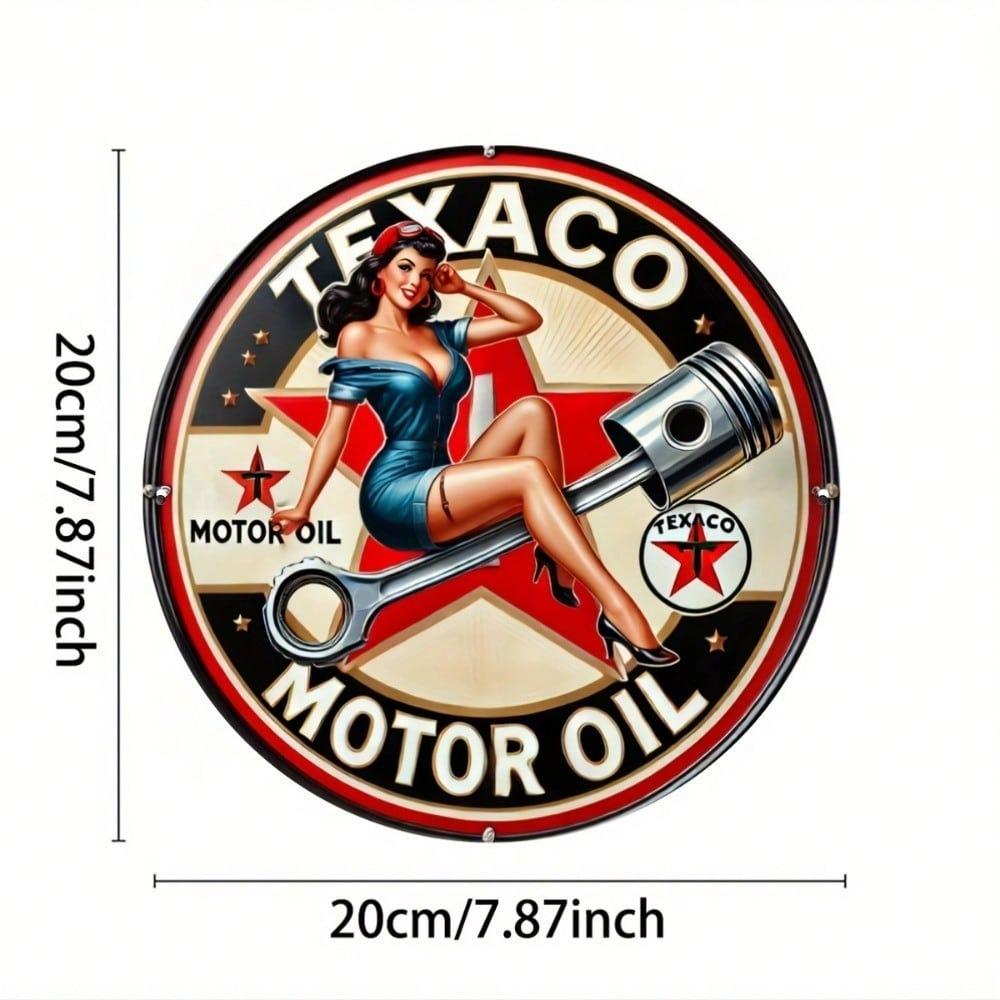 Vintage Texaco Oil Metal Tin Sign Garage Wall Art Decor 7.8 Inch