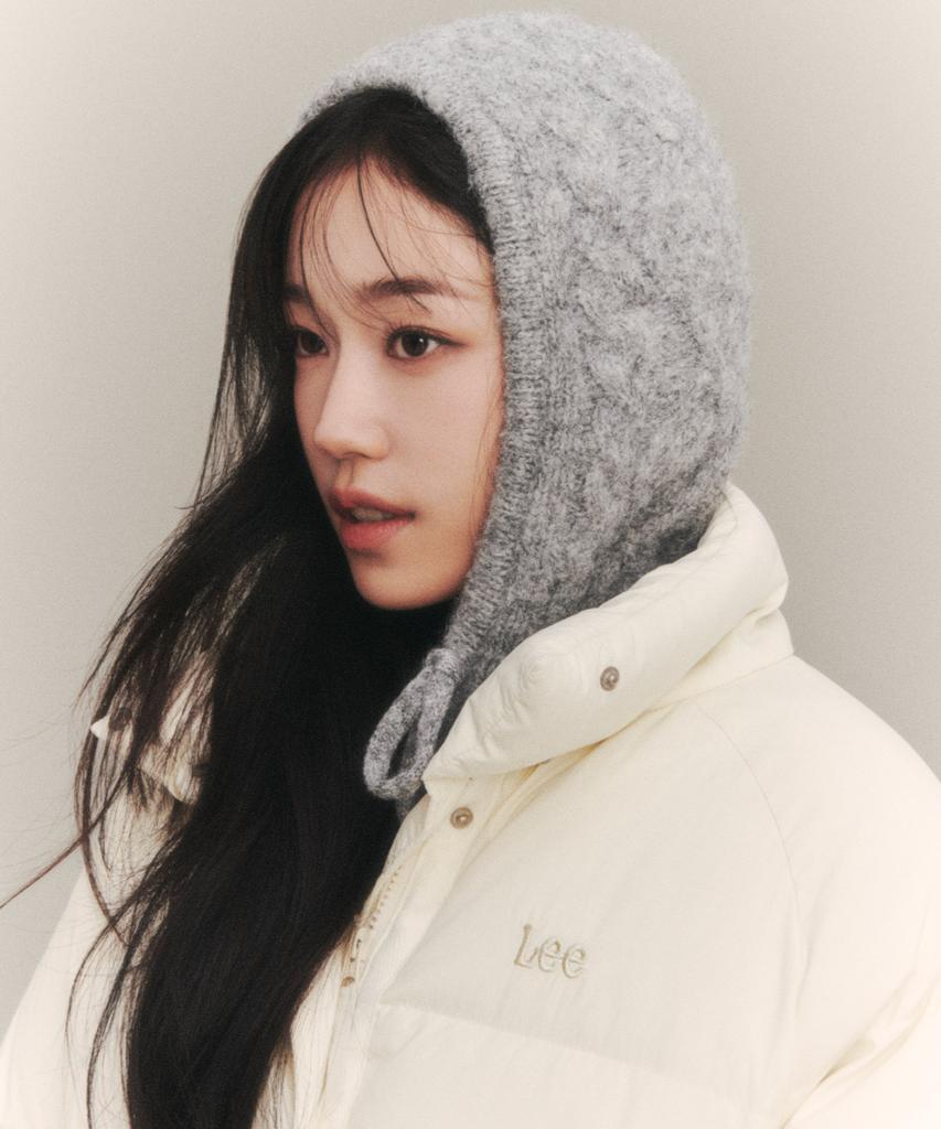 Lee Knit Zip-Up Hooded Cardigan Gray