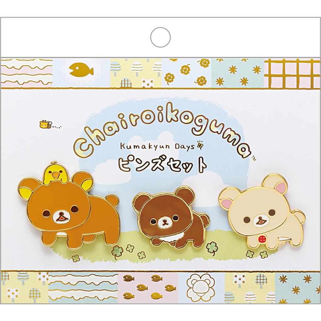 AB40701 Rilakkuma Kumakyun Pin Set "Chairoikoguma's Days"