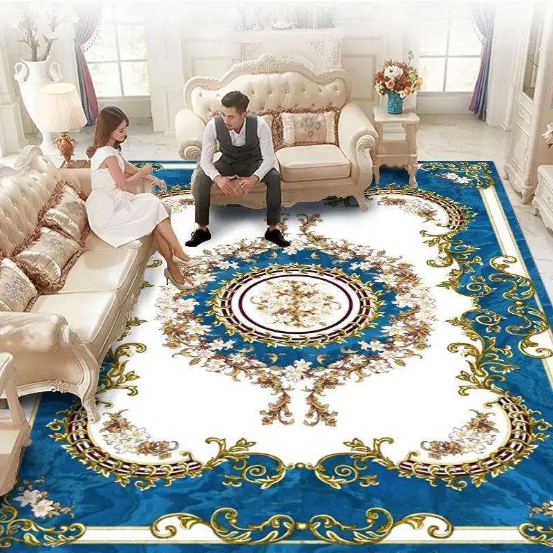 European Retro Large Rugs for Living Room Home Decoration Luxury Bedroom Carpet Washable Sofa Table Mat High-end Cloakroom Rug