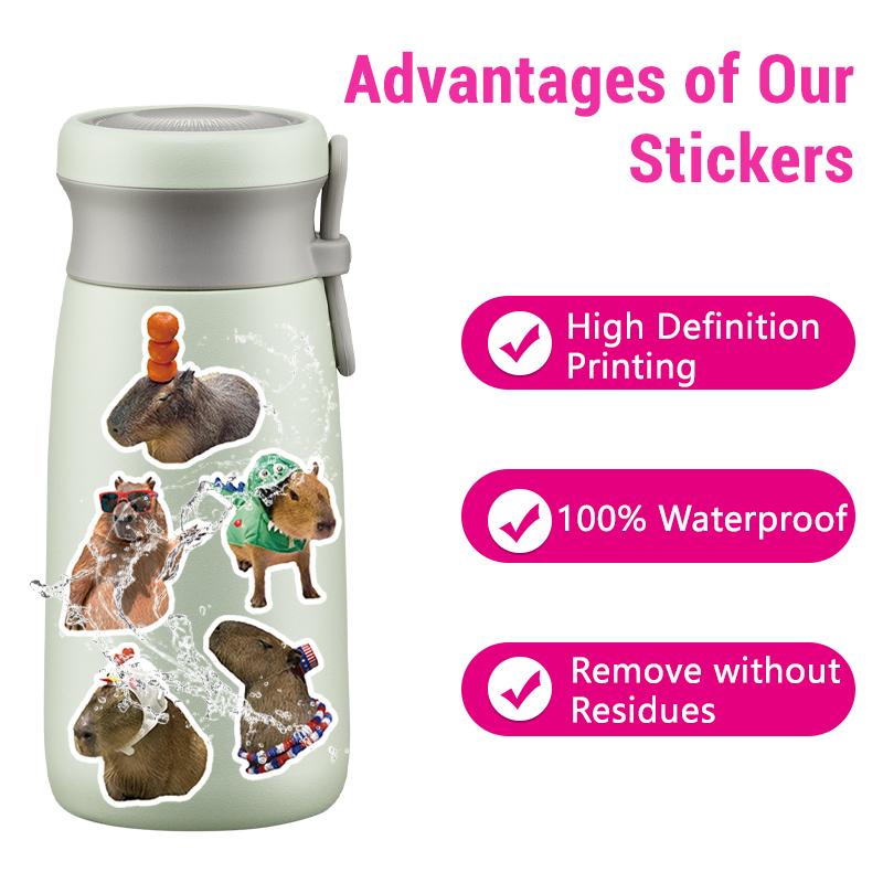 50PCS Capybara Stickers Funny Cute Brown Sticker Cartoon Animal Decal Vinyl Waterproof for Scrapbook Laptop Luggage Water Bottle