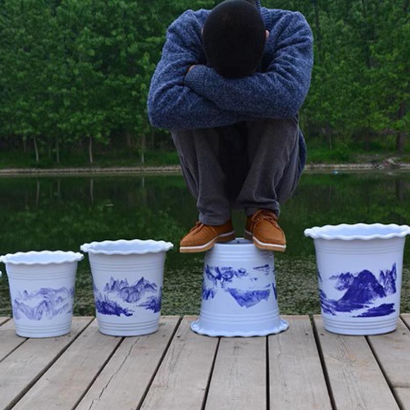 Plastikowa Falista Doniczka Zagęszczona Biała w Stylu Chińskim Jednostka Krajobrazowa Odpowiednia dla Dużych i Średnich Roślin Doniczkowych