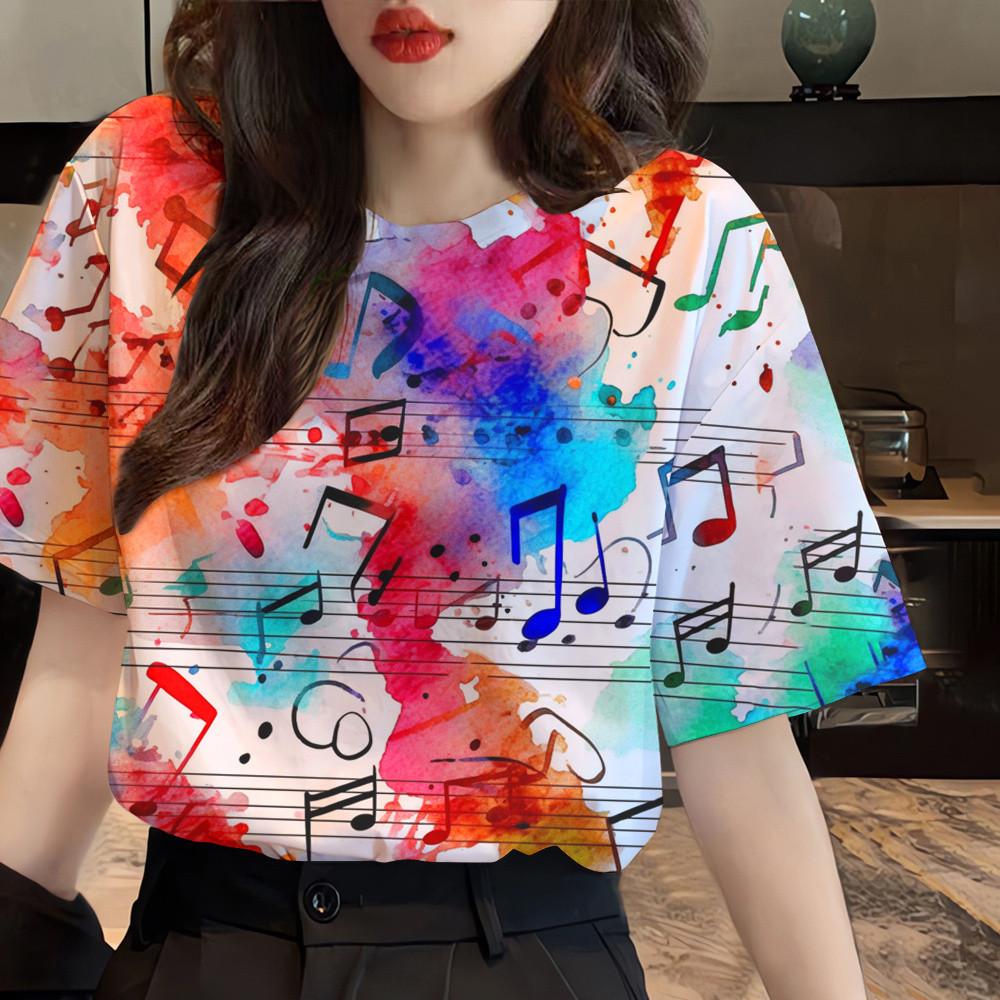 Women's Rainbow Pattern T-shirt Printed T-shirt Graffiti Casual T-shirt