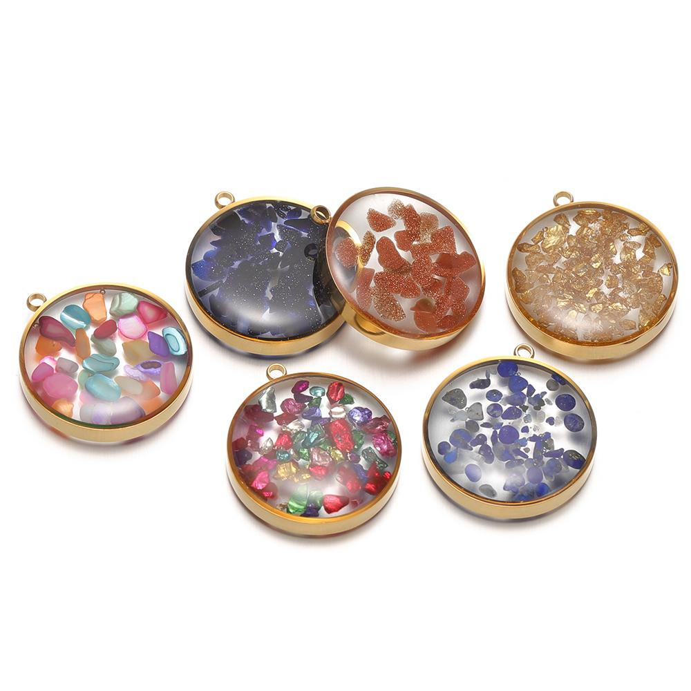 4Pcs Stainless Steel 20mm Round Transparent Glass Enamel Flower Charms for DIY Jewelry Necklace Pendant Bracelet Earrings Making