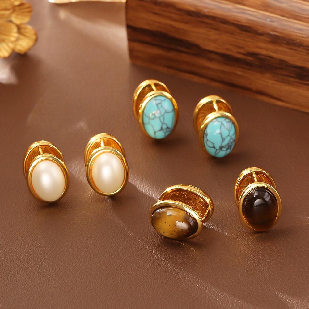 Tiger Eye Blue Turquoise Style Ear Cuff Earrings, Elegant Fashion Simple Vintage Romantic Goddess Style Statement Jewelry for Women, Chic Everyday