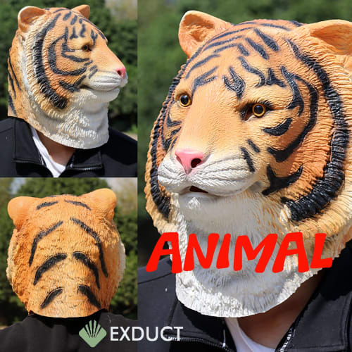 EXDUCT Animal Mask, Tiger Animal Mask, Headgear, Mask, Mask, Party Mask, Funny Mask, Cosplay Mask, Disguise Mask, Costume
