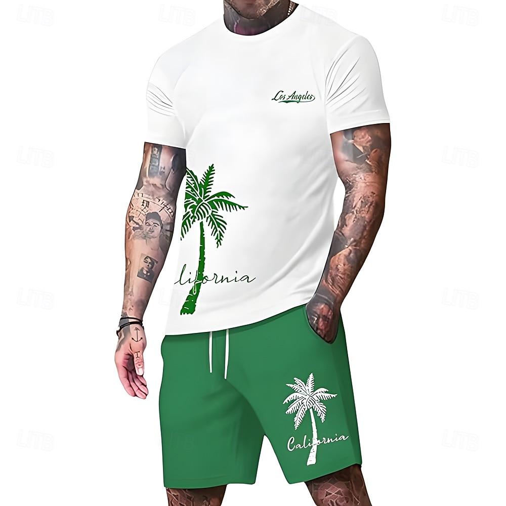 

Men s Tees sets Summer Tops Short Sleeve Short Pants Crew Neck Sport Casual beach vacation Outdoor Sport Daily Summer S