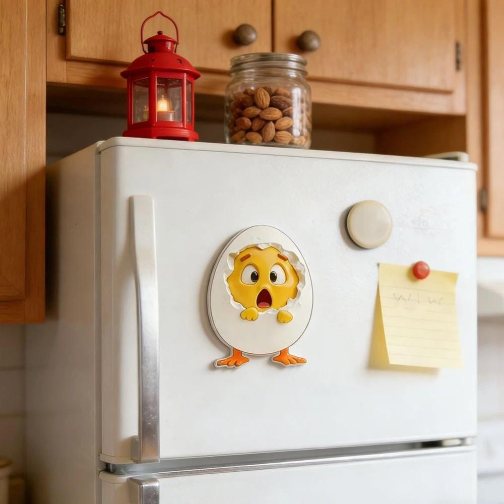 Autocollants Poussins Bricolage pour Frigo Poussins Simulation Animale Poussins Éclosent Oeufs Autocollant Poussin pour Réfrigérateur Cuisine