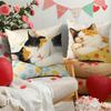 4Pcs Attractive Cat Theme Digital Printing Pillow Cover Short Plush Suitable Living Rooms Bedrooms Sofas Throw Cushion Cover
