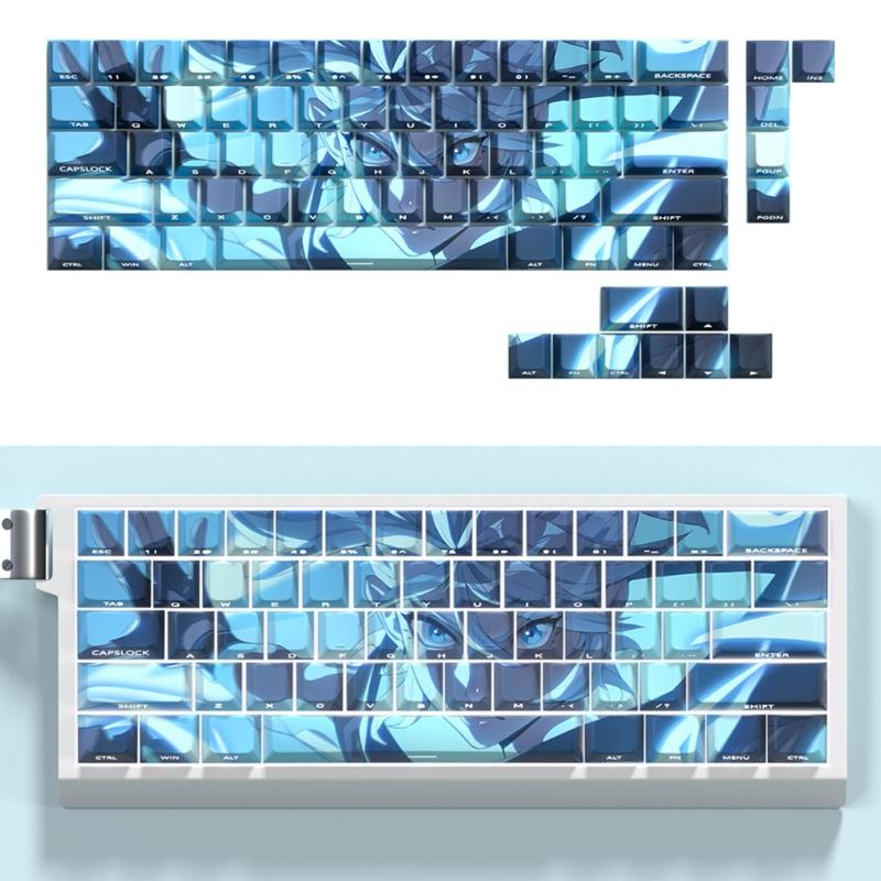 Anime Keycaps Cartoon 74 Keys PBT Keycap Mechanical Keyboards Caps for 61 67 68 Keyboards Gaming Accessories
