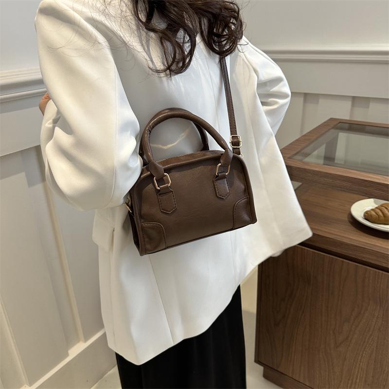 2024 Early Spring Solid Color Textured Square Handbag - Women's Versatile Shoulder & Crossbody Bag