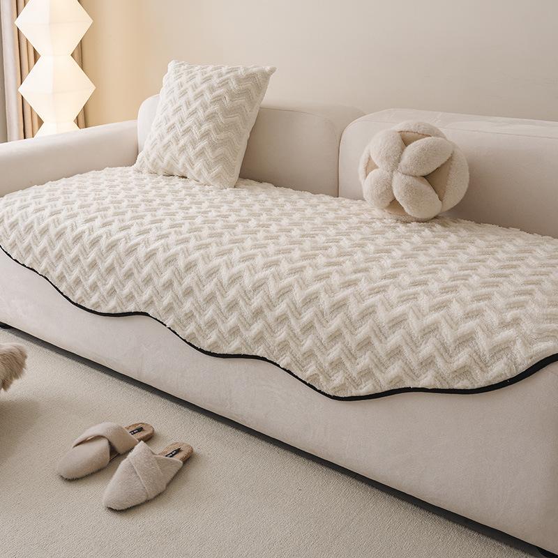 Autumn And Winter Plush Straight Row Sofa Cushion Cross-Border Special-Shaped Irregular Wavy Edge Seat Cushion Warm Non-Slip Sofa Seat Cushion