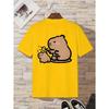 Kids Crewneck Short Sleeve T-Shirt, Big & Small Capybara Double Sided Print Fashion Casual Kids Summer Tops
