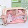 Students Stationery Pencil Bag Large Capacity Simple Transparent Pen Pouch for Girls Children Student Supplies