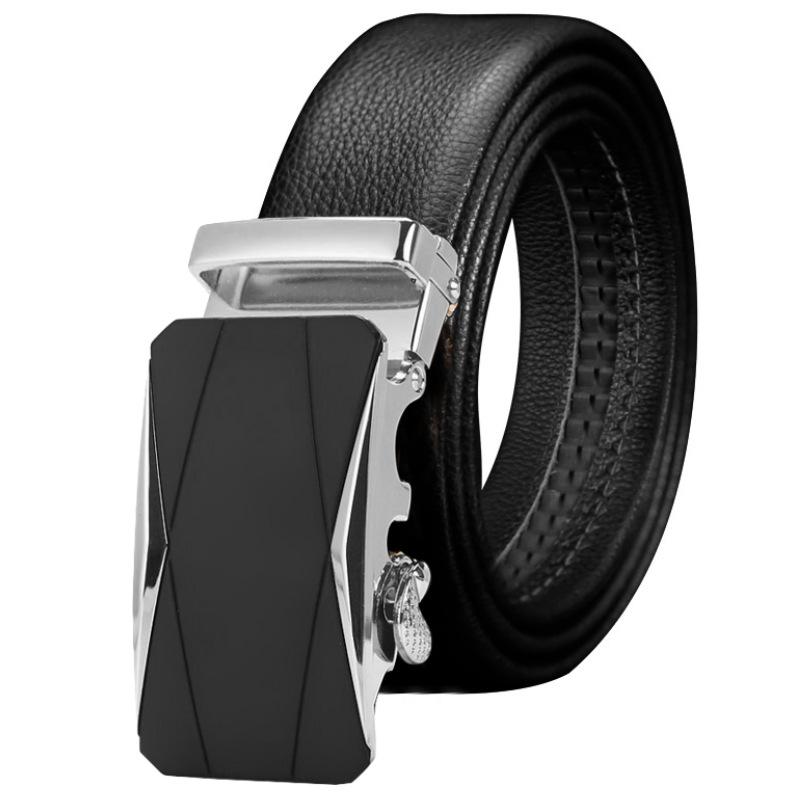 Men'S Cowhide Belt High-End Automatic Buckle Leather Belt Men'S Middle-Aged And Young Leisure Business Belt Men