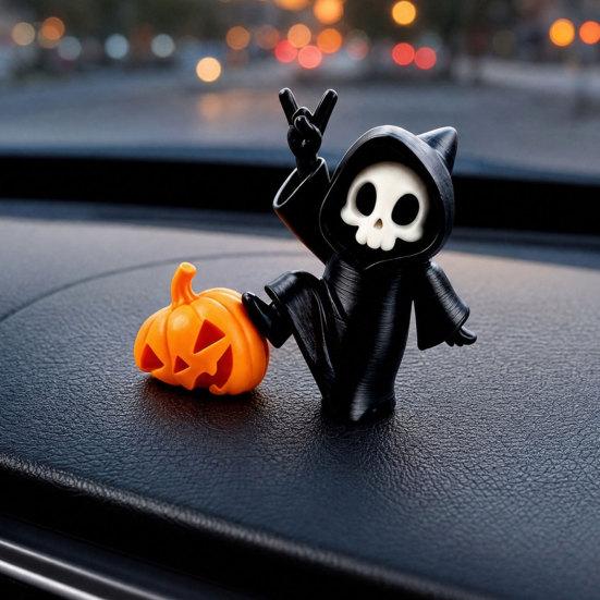 Halloween Ornament, Ghost Pumpkin Matte Texture Figure, 3D Printed Halloween Decoration for Desktop Bedroom Car Display