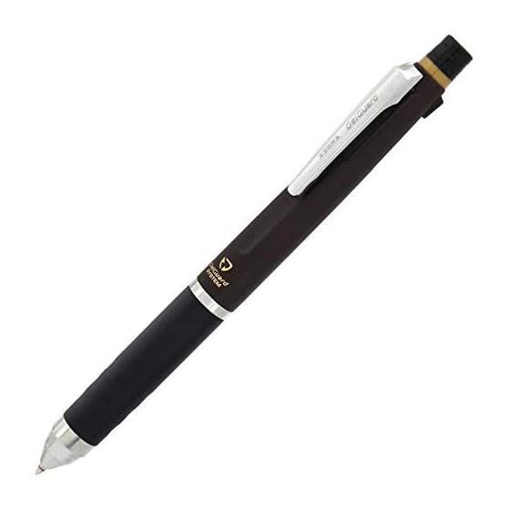 Zebra DelGuard 2C 2-Color Ballpoint Pen + Mechanical Pencil, Matte Dark Brown (P-B2SA85-AZ-MTDE) - Refillable, Smudge-Proof Ink