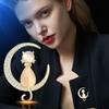 2025 Fashion Silver Moon Cat’s Eye Brooch - Women’s Niche Lapel Pin Accessory
