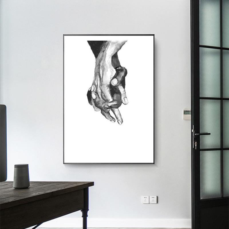 Nordic Fashion  Lover Kiss Black White Abstract Line Posters Print Canvas Painting Hand Wall Art Pictures Bedroom Home Decor