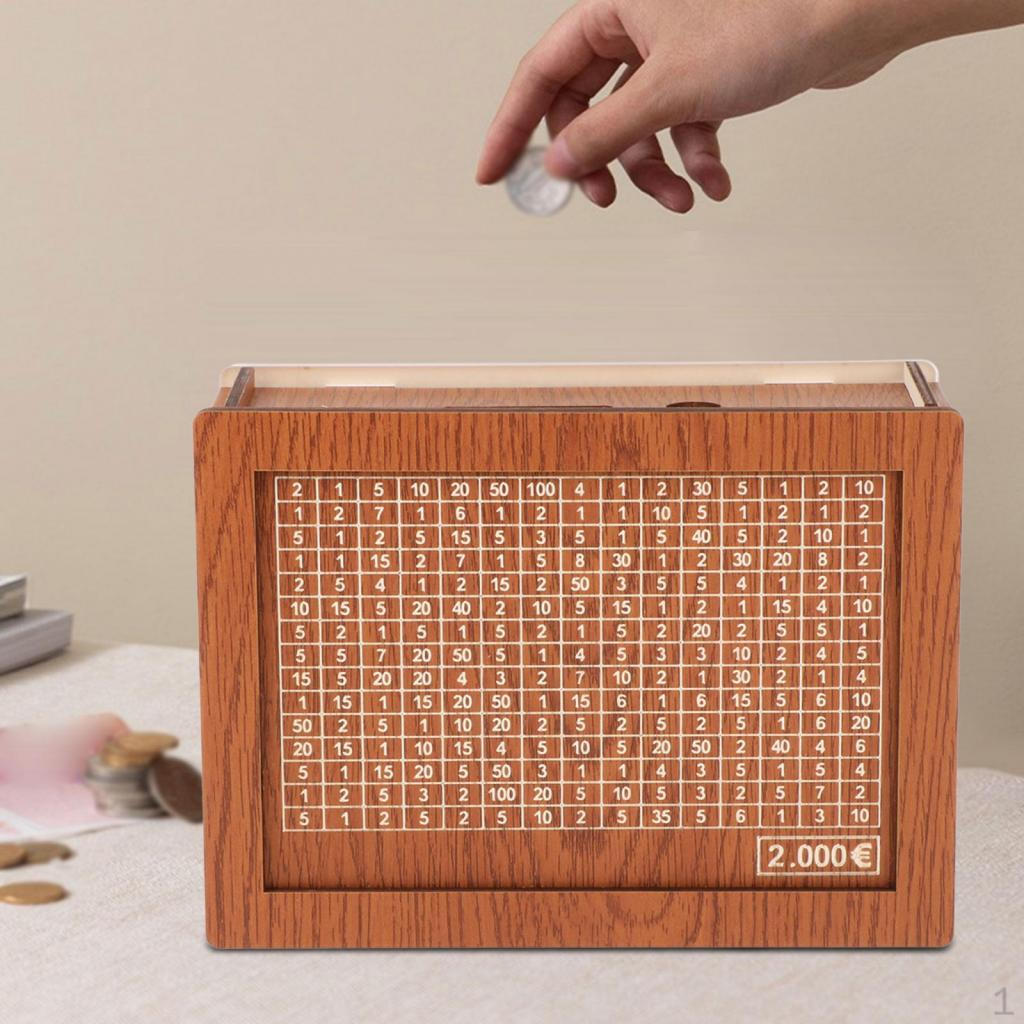 

Классический деревянный держатель денег с цифровым счетчиком для сбережений 2000 Euros