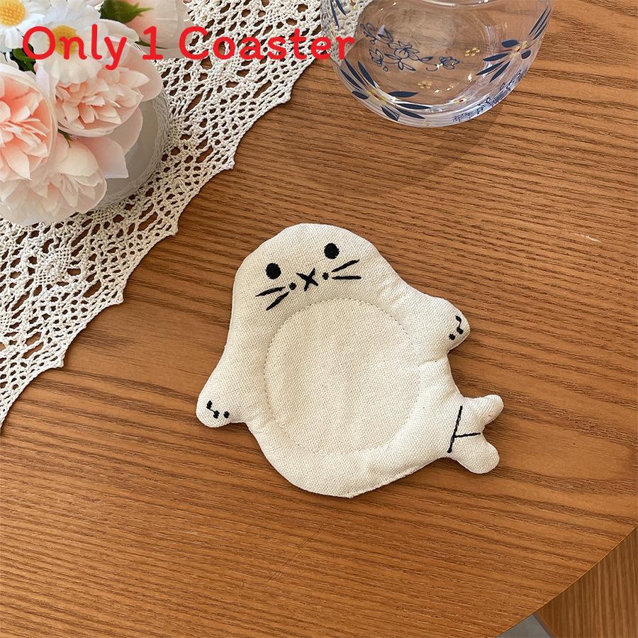 Creative Animal Cartoon Coasters With Insulation And Plush Fabric For Home Decor