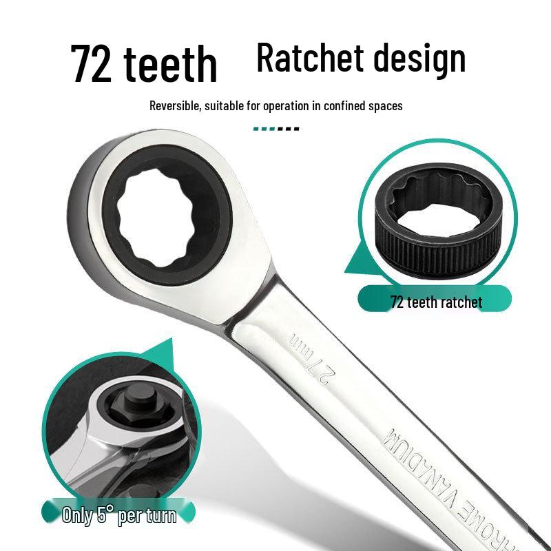Hufeng Tools 6-36mm Quick Ratchet Mirror Wrench, 72 Teeth Dual-Purpose