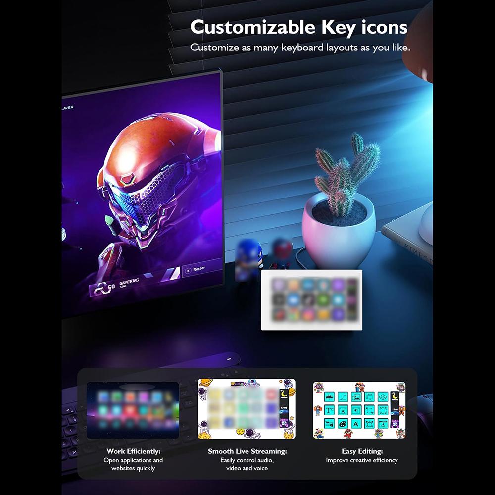 All-in-One   Studio Controller, with 15  ro Keys, for OBS Twitch  , Compatible with PC &   Custom Console, for Photo Video Editing