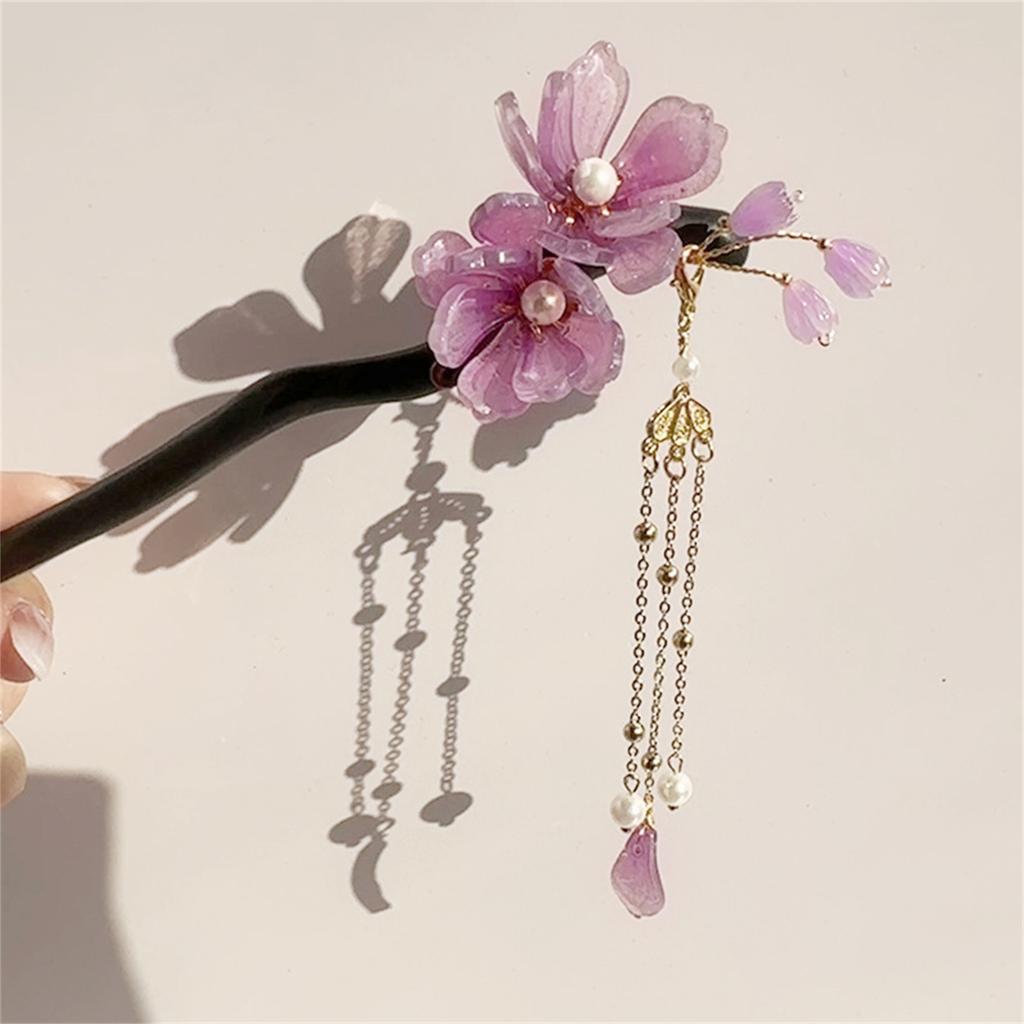 Sandalwood Flower Hairpin Forks Chinese Style Hair Sticks Retro Hanfu Hair Accessories Fairy Cheongsam Hair Bun Jewelry Tiara