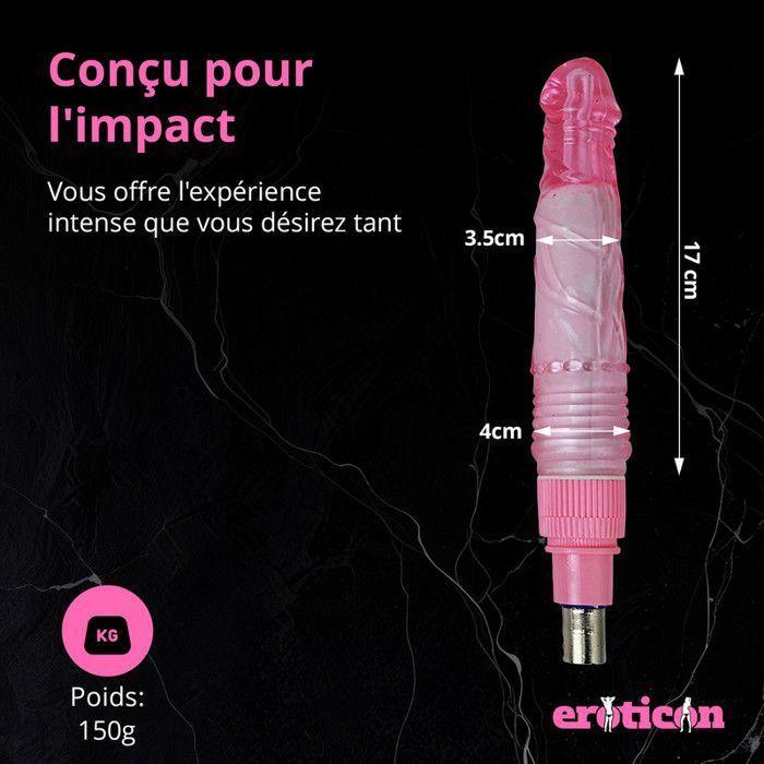 Gode - Eroticon - 19 cm - Rose - Tige froncée - Connecteur 3XLR - Universel