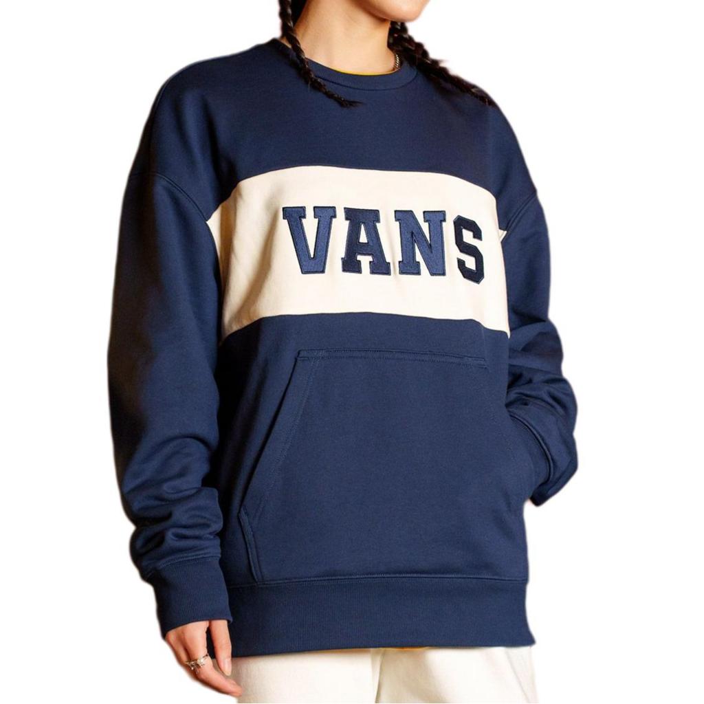 Vans Logo Retro Sports Print Color Block Letter Pullover Casual Sweatshirt Unisex sweatshirt Dark-Blue VN0002HRLKZ