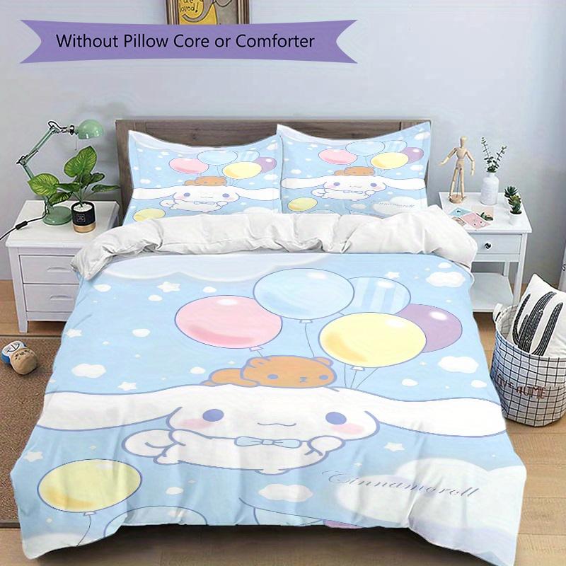 3pcs Colorful balloons CINNAMOROLL Bedding Set - Includes 1 Quilt Cover and 2 Pillowcases, Comfortable Bedding with Stylish Design for Bedro