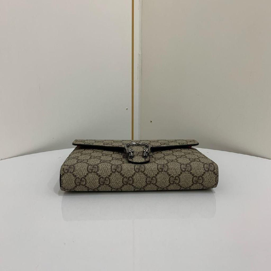 [Pre-Owned] Dionysus Tiger Head Buckle Logo Beige Lining GG High-Quality Synthetic Canvas WOC Wallet Crossbody Shoulder Bag - Excellent #L0E2PH