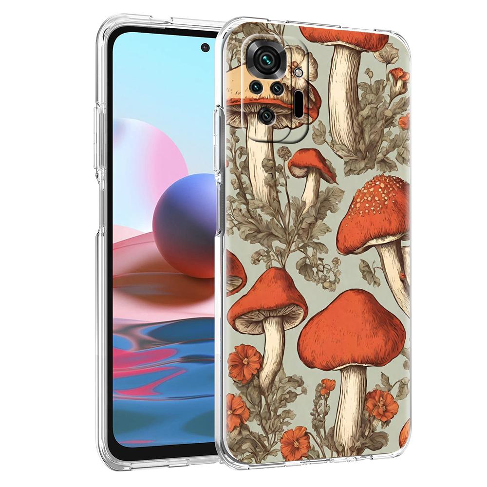 Colorful Mushroom Transparent Phone Case for Redmi 13C 12C 10C Note 13 12 11 11T K40 Gaming Plus Pro 4G 5G Soft TPU Cover Shell