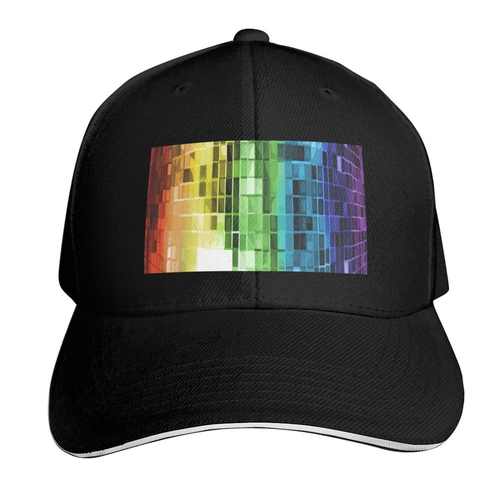 Rainbow Disco Ball Pattern Baseball Cap Visor Western Hat Fishing Hat Cute Unisex Hats Womens