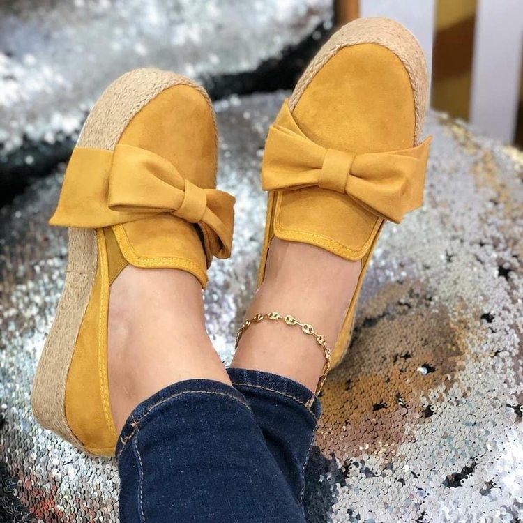 Frühling Damen Flats 2024 Schuhe Slipper Lässige Damen Canvas Schuhe Schleife Dicke Sohle Lazy Loafers Weibliche Espadrilles Flach