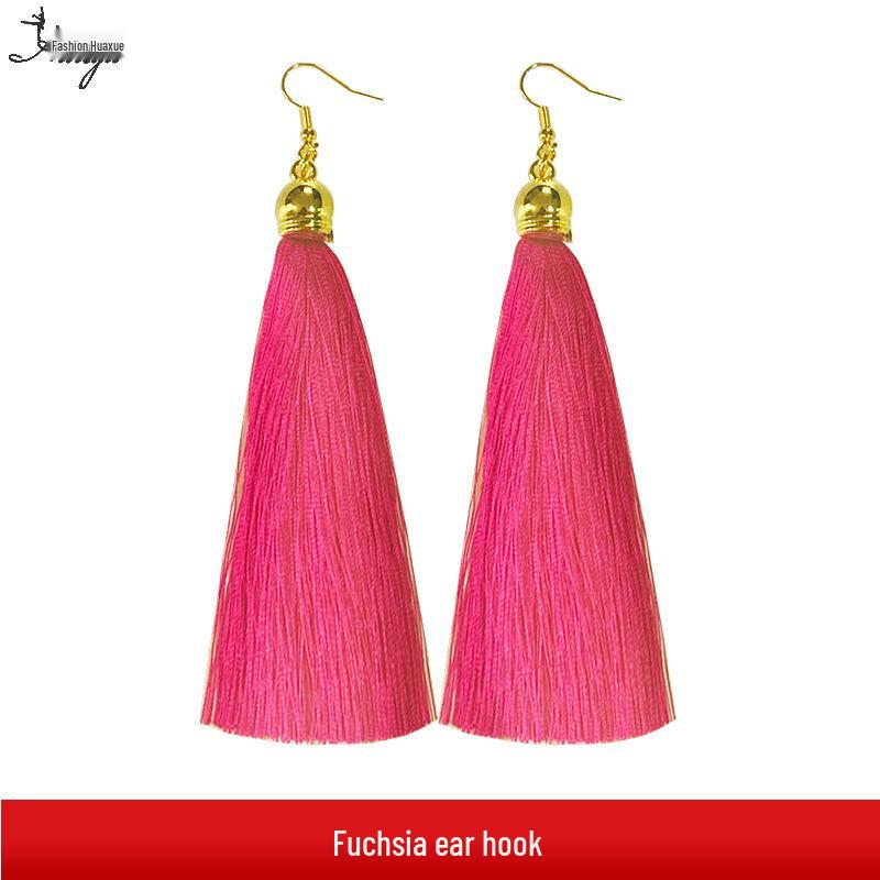 Huayu Dance Earrings: Square, Latin, Belly & Indian Dance Tassel Performance Jewelry